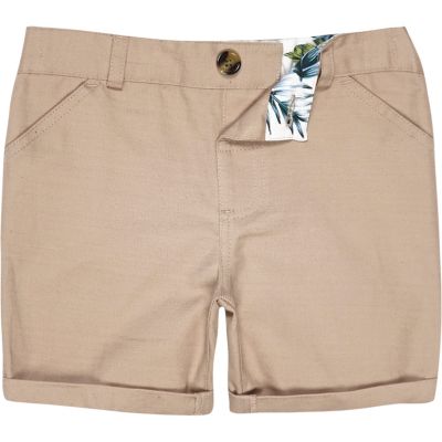 Mini boys stone linen-blend shorts